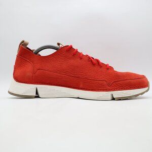 Clarks Trigenic Men's Size 12 M Red Nubuck Oxford Sneakers Lace Up Casual Shoes